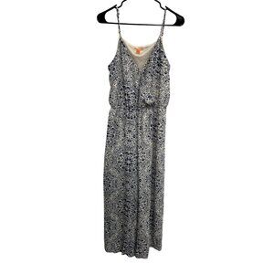Chelsea & Violet Blue White Floral Jumpsuit Adjustable Straps Sz Medium